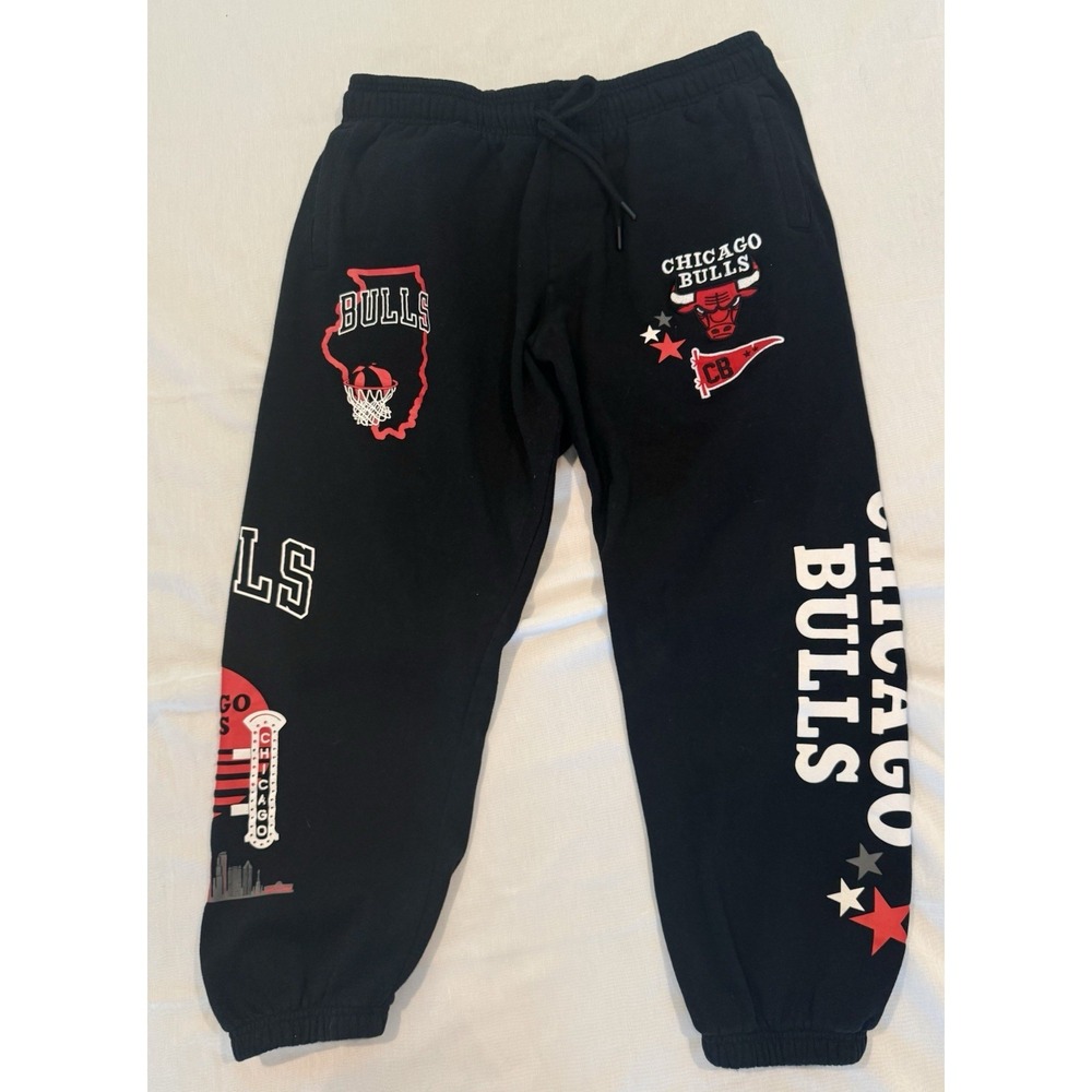 Vintage NBA Chicago Bulls Jogger Sweatpants Black Youth XL Basketball   A5